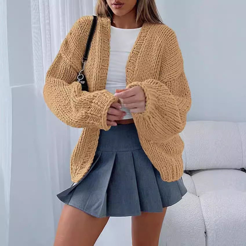 Knit jacket for women with voluminous sleeves and an open front closure Lune London