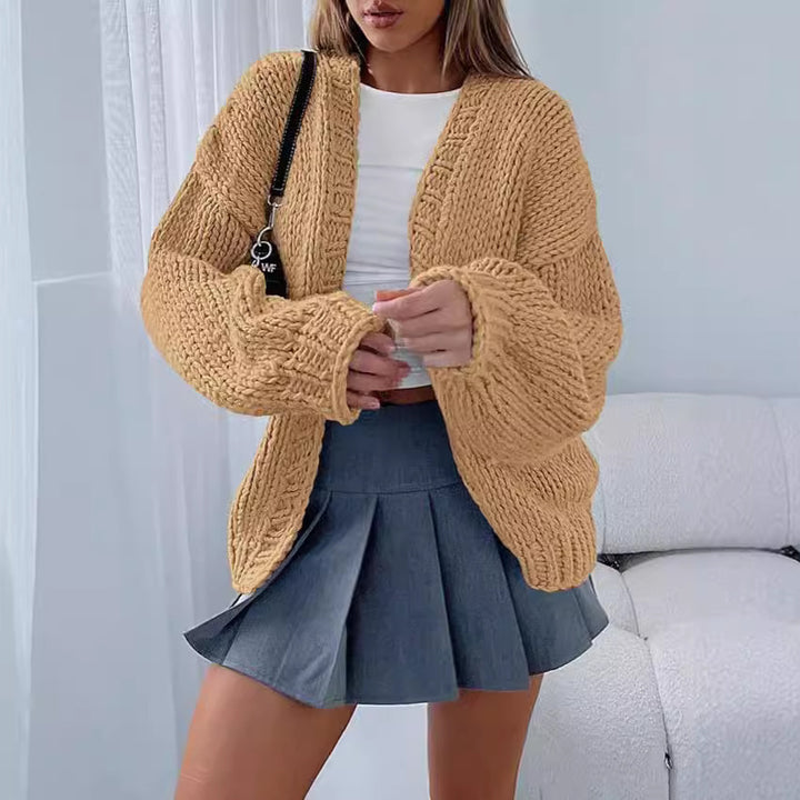 Knit jacket for women with voluminous sleeves and an open front closure Lune London