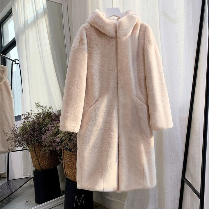 Doudou coat for women with soft plush hood Lune London