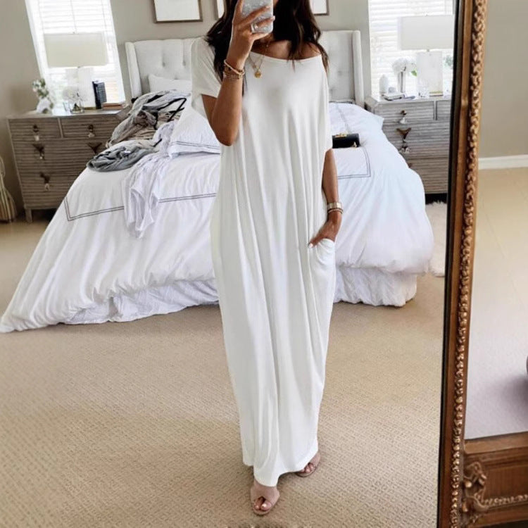 Women Loose Maxi Dress with Animal Print and Side Pockets Lune London