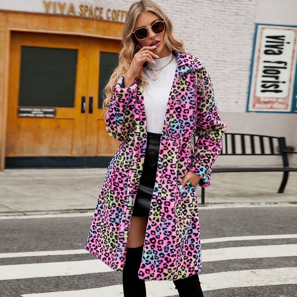 Lune London Women's Leopard Print Faux Fur Jacket