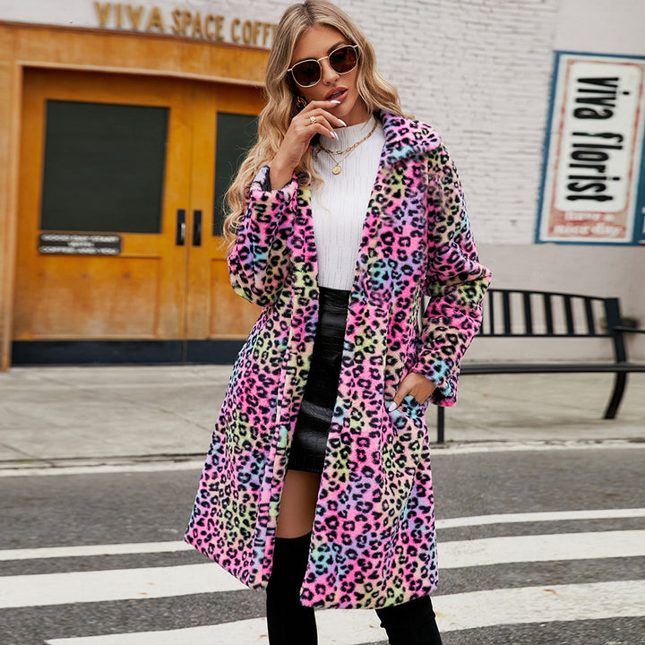 Lune London Women's Leopard Print Faux Fur Jacket