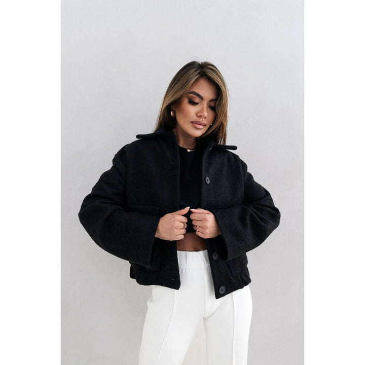 Veste en laine décontractée pour femme avec coupe ample et patte de boutonnage facile d'entretien Chic & Stil