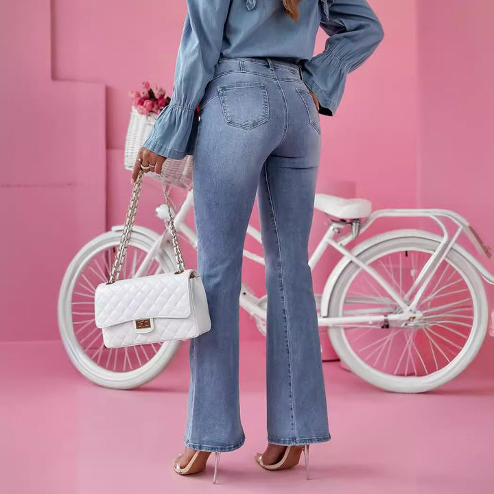 Ladies blouse shirt with ruffles and trendy collar Lune London