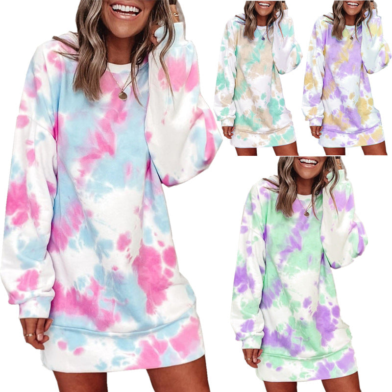 Casual sweatshirt dress for women with unique batik pattern Lune London