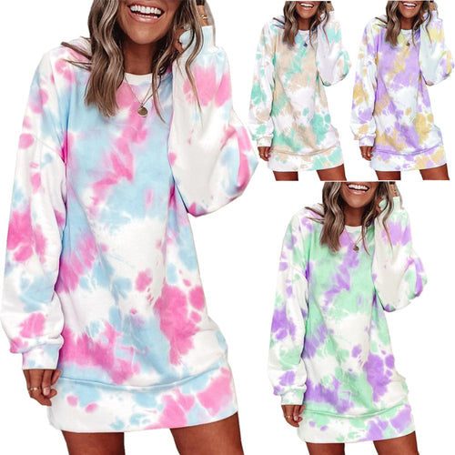 Casual sweatshirt dress for women with unique batik pattern Lune London