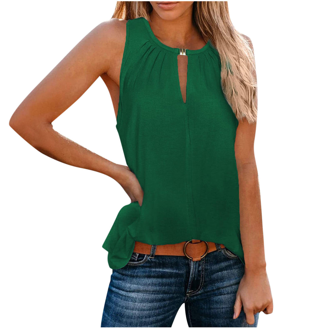 Elegant sleeveless dress for women with decorative neckline and pleats Lune London