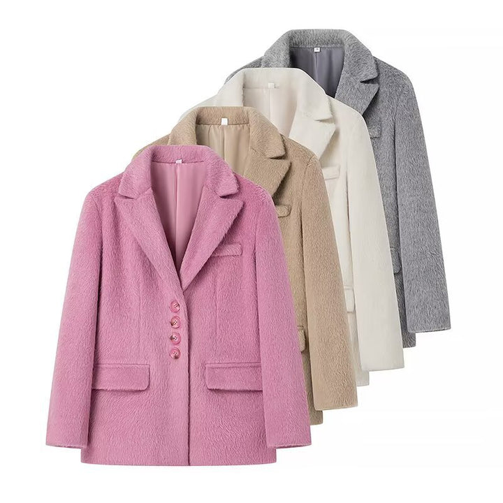 Women’s elegant wool blazer with soft fleece finish Lune London