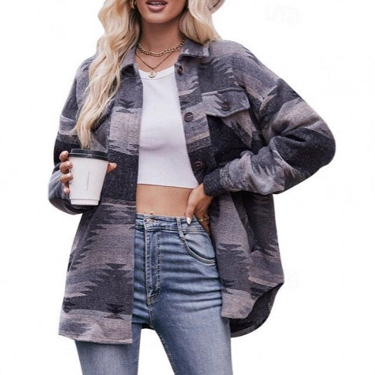 Oversized blouse jacket for women with decorative pattern Lune London