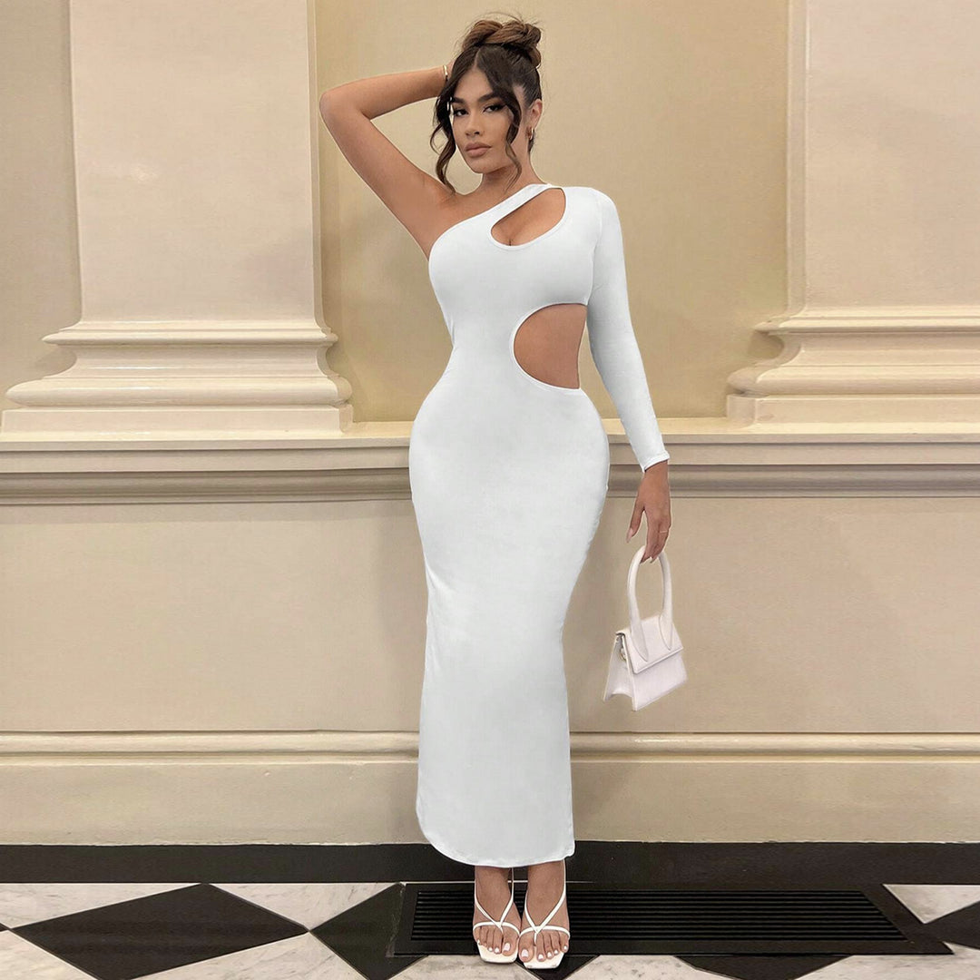 Women's Long Sleeve Maxi Dress with Sexy Cut-Outs and Figure-Hugging Fit Lune London