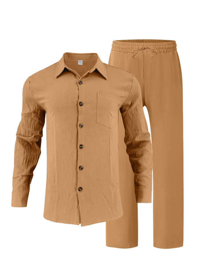 Men's elegant shirt and casual trousers set chic and style