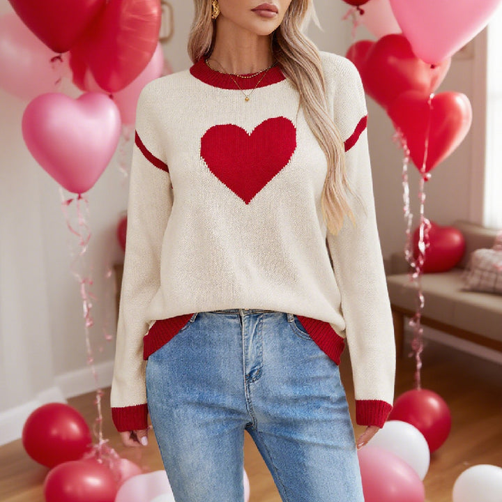 Pull en tricot pour femmes avec motif en cœur et coupe décontractée Chic & Stil