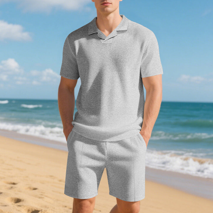 Men's high-quality short sleeve set with textured design and elastic waist Lune London