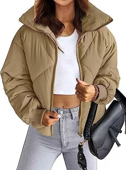 Ladies thermal insulated quilted jacket with high collar and elastic cuffs Lune London