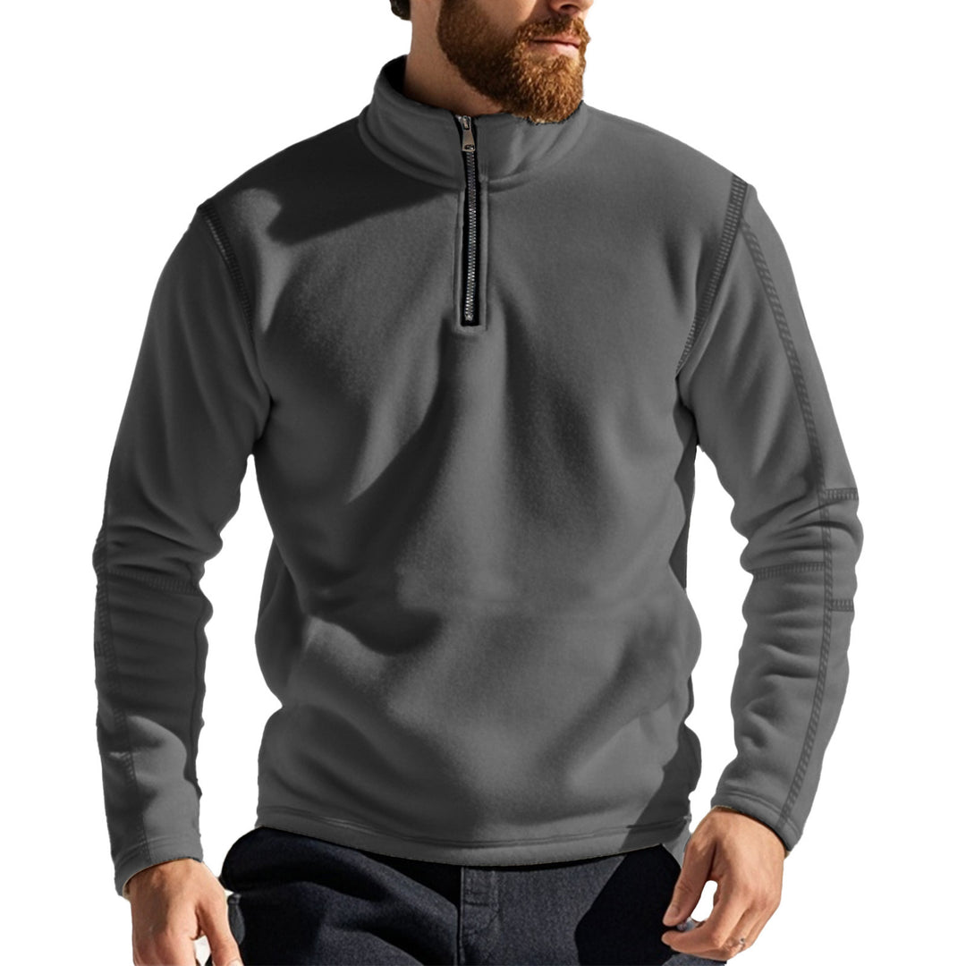 Men's Fleece Half-Zip Pullover with High Collar Comfortable Lune London