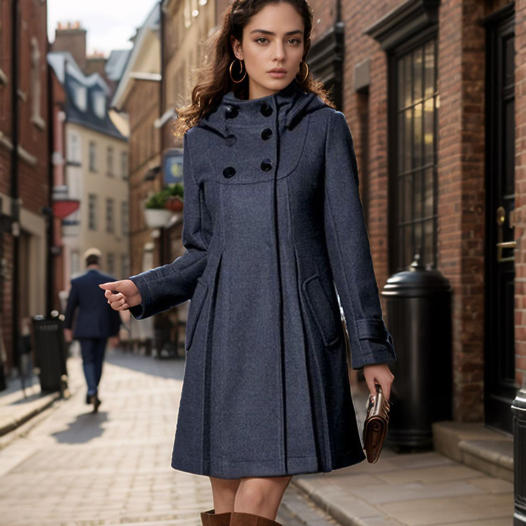 Elegant coat for women with high collar and functional pockets Lune London