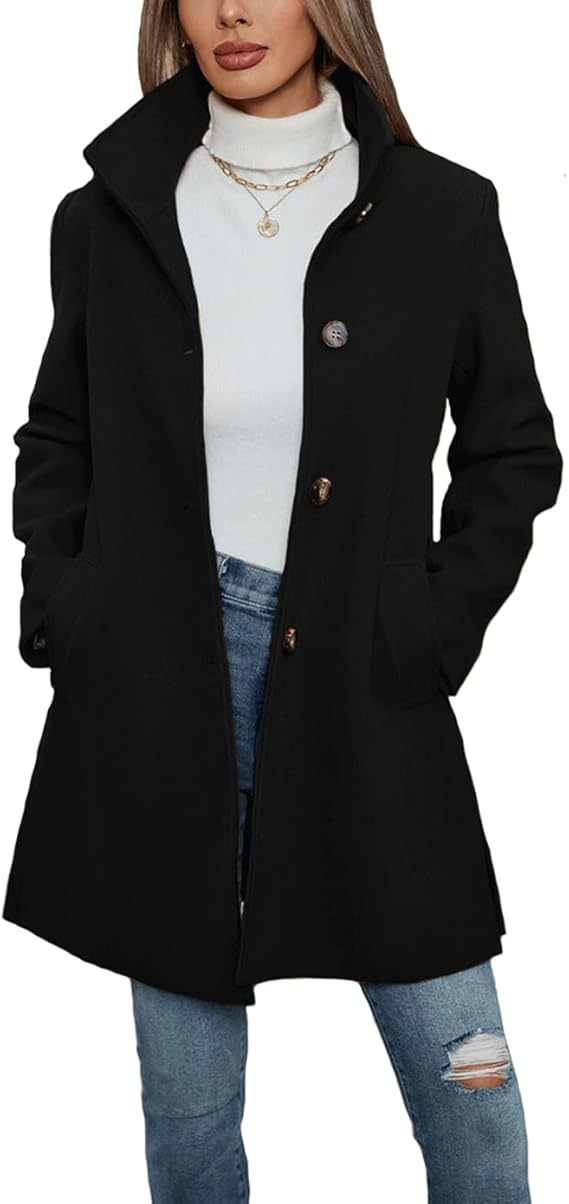 Women's Elegant Wool Coat with High Collar and Practical Pockets Lune London