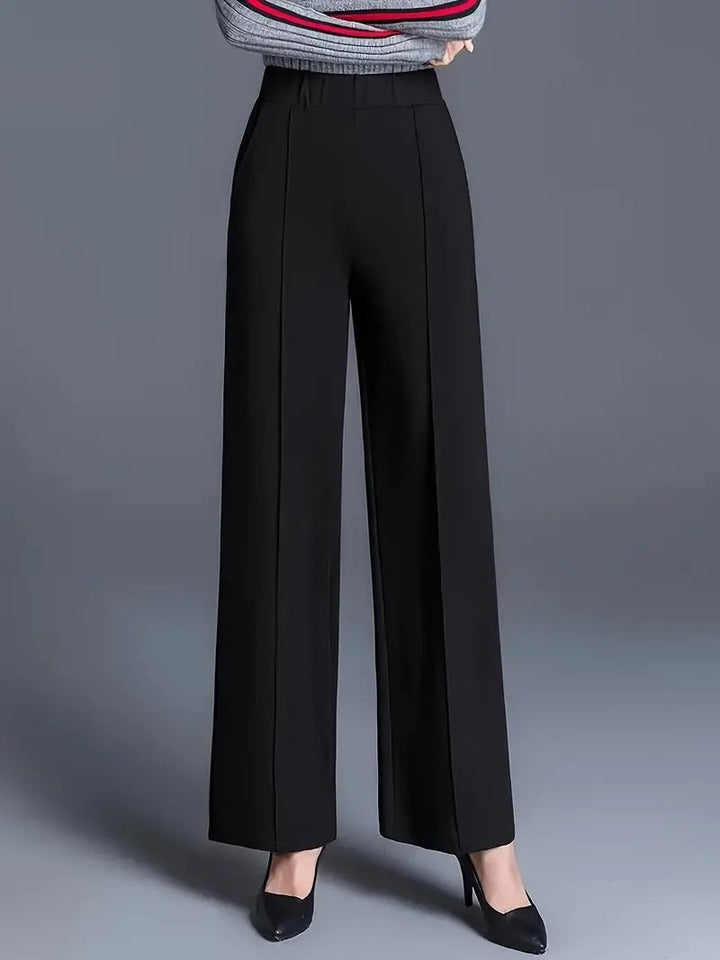 Women Wide-Cut High-Waist Trousers with Elegant Creases Lune London