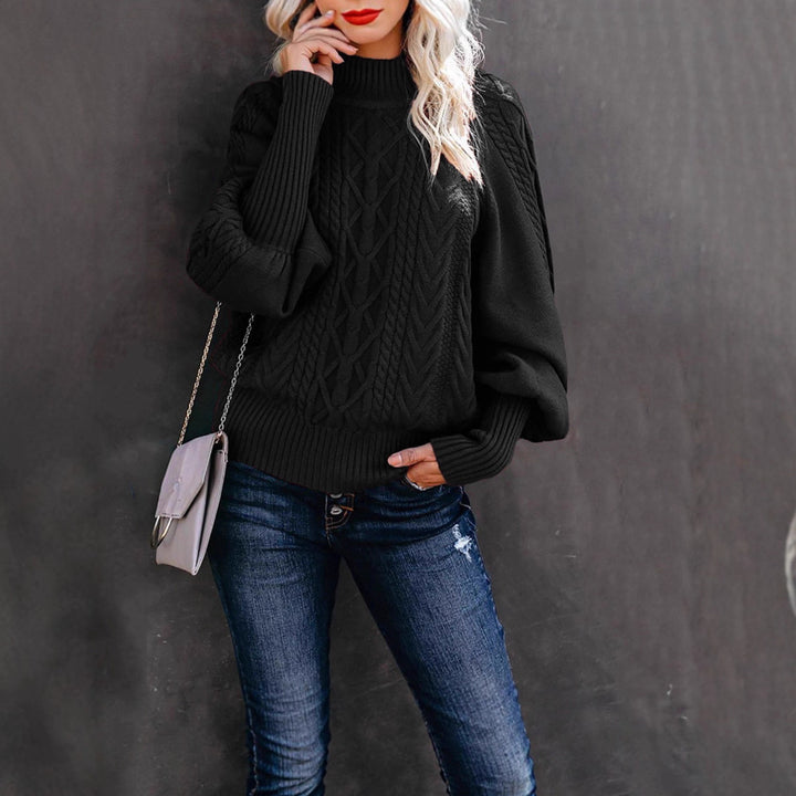 Pull en tricot épais pour femmes avec col montant et manches ballons Chic & Stil