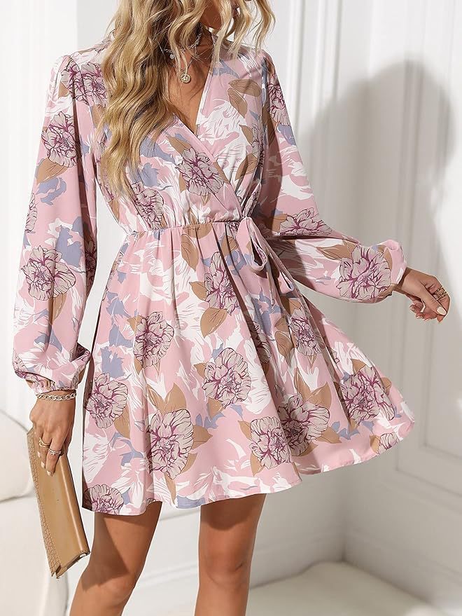 Wrap dress for women with floral patterns and voluminous sleeves Lune London