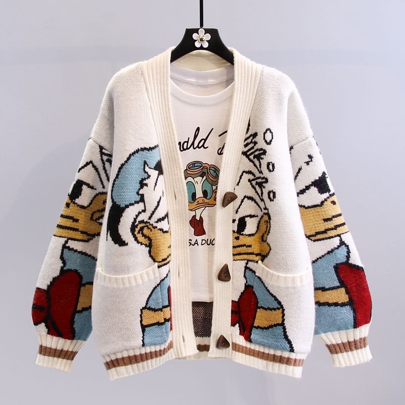 Ladies cartoon design knitted vest with wide sleeves and pockets Lune London
