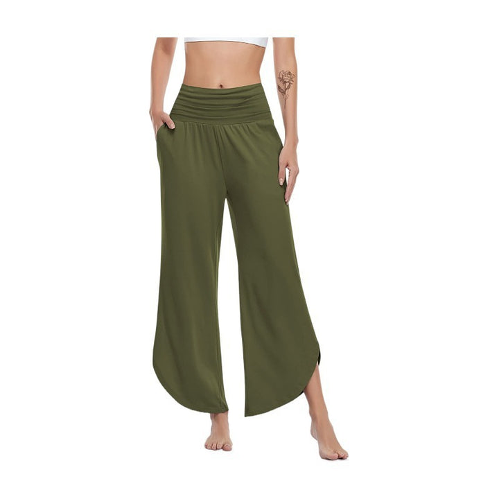 Wide Palazzo Pants for ladies with flexible waist and side slits Lune London