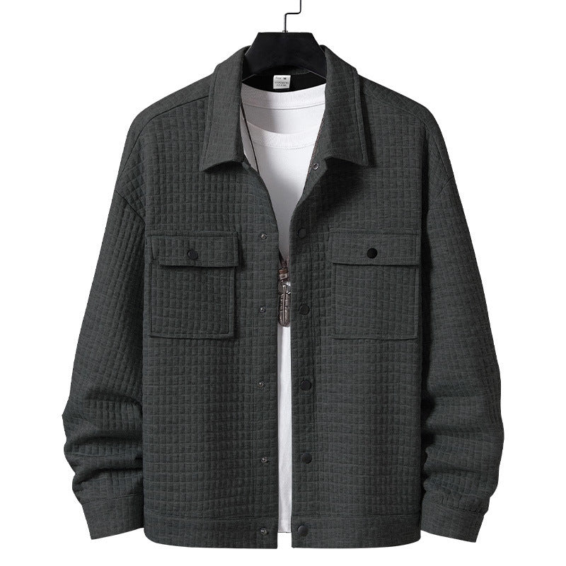 Casual shirt jacket for men with textured fabric and practical pockets Lune London