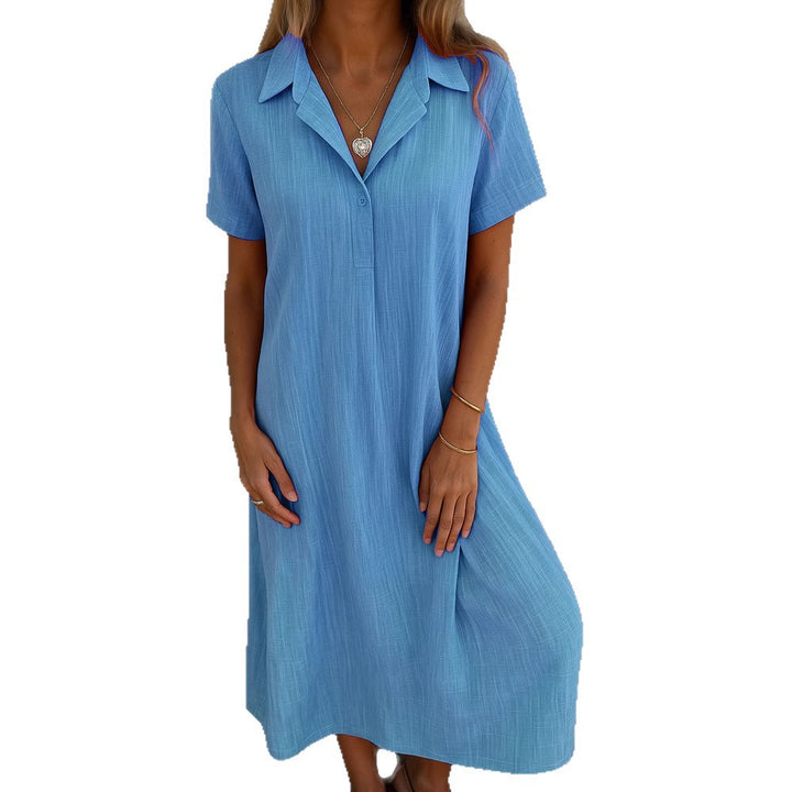 Casual maxi dress for women with collar and short sleeves Lune London