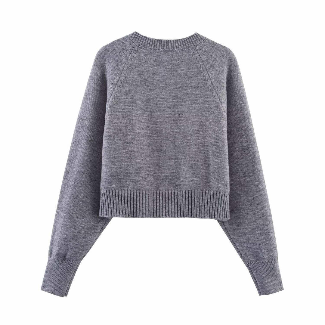 Cropped knit jacket for women with button details and elastic waistband Lune London