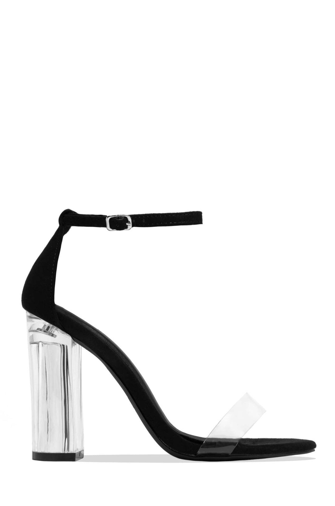 Elegant high-heeled sandals for women with transparent block heel Lune London