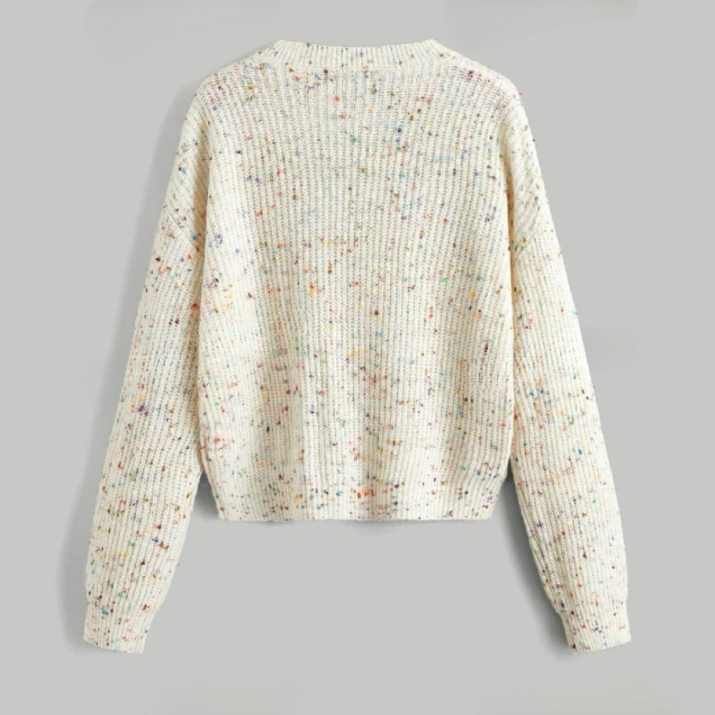 Casual ribbed sweater for women with colorful accents Lune London