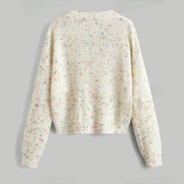Casual ribbed sweater for women with colorful accents Lune London