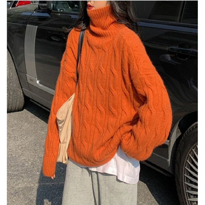 Knitted sweater for ladies with high collar Lune London