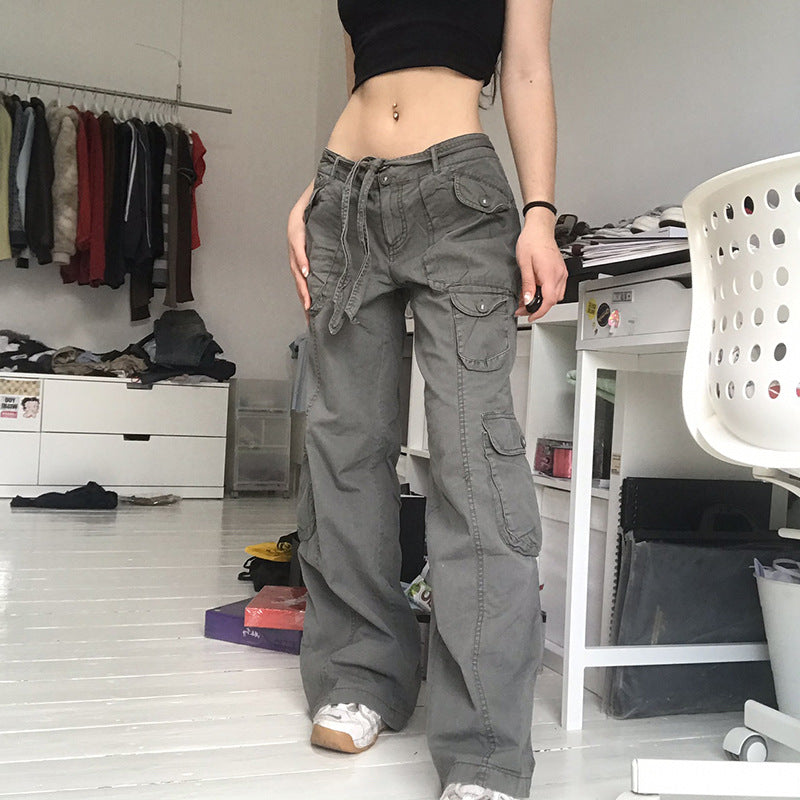 Women's cargo pants with side pockets and adjustable waistband Lune London