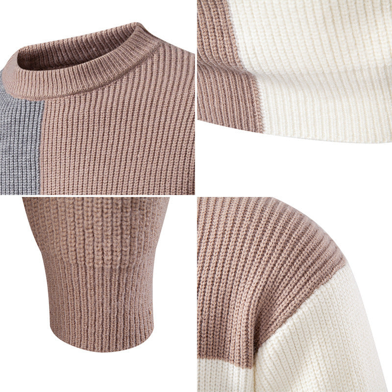 Colored textured fabric sweater for men with a modern fit and a round neck Lune London