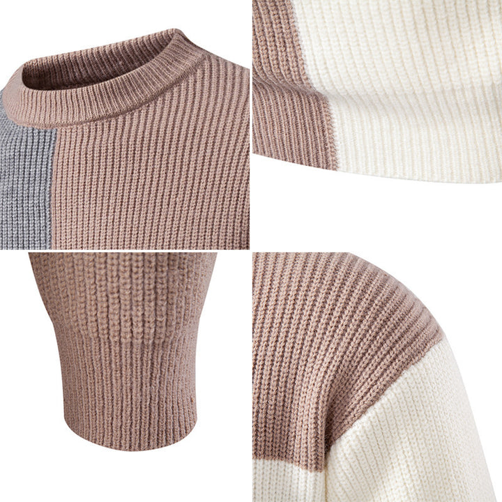 Colored textured fabric sweater for men with a modern fit and a round neck Lune London