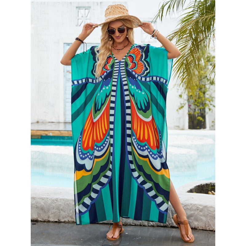 Women Bohemian butterfly dress beach chic and style