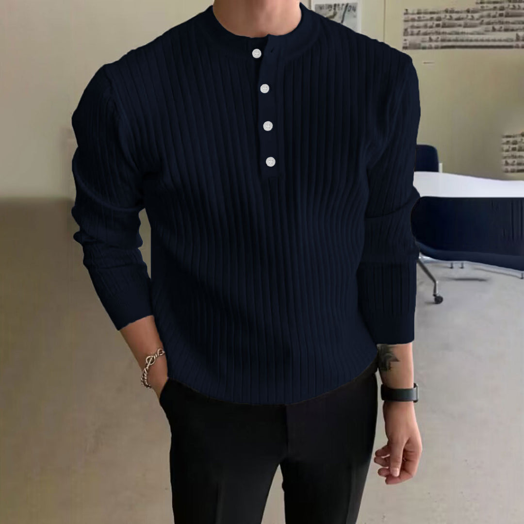 Trendy long-sleeve shirt for men with button details and ribbed structure Lune London