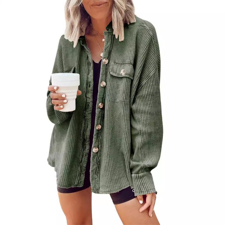 Ladies oversized waffle structure shirt jacket Lune London