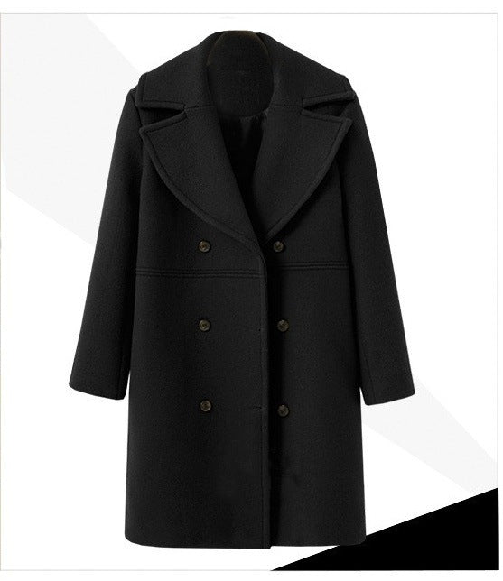 Women Elegant Double Button Coat with Modern Lapels Lune London