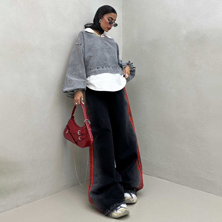 Oversized denim sweater for women with voluminous sleeves Lune London