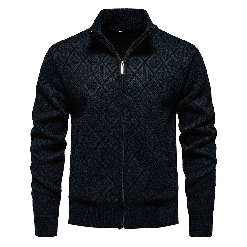 Fashionable men's knitted jacket with textured surface Lune London