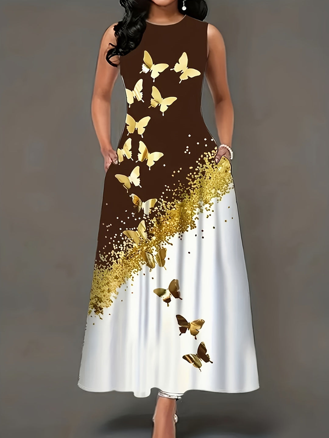 Women's maxi dress with floral pattern and practical pockets Lune London