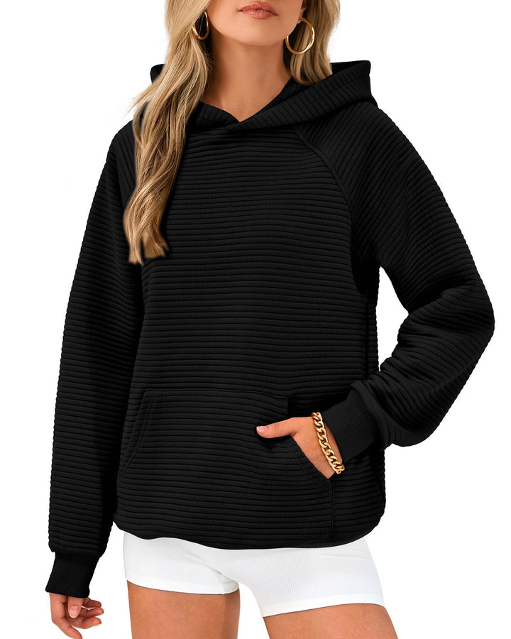 Cozy honeycomb sweater for women with hood and kangaroo pocket Lune London