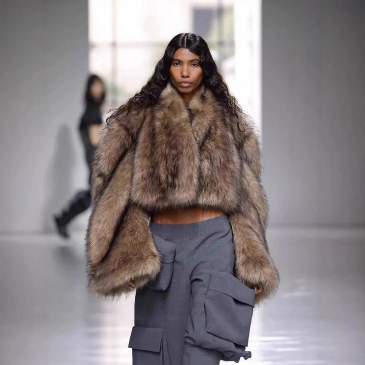 Ladies luxurious faux fur cropped bolero Lune London