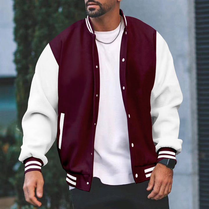 Men's Varsity Jacket with Contrast Sleeves and Side Pockets Lune London
