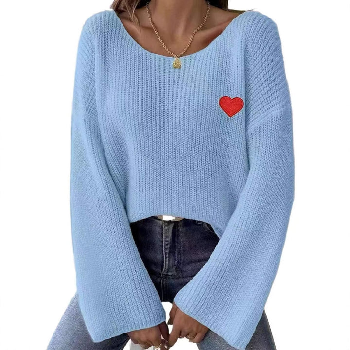 Ladies Casual Knit Sweater with Heart Shaped Application Lune London