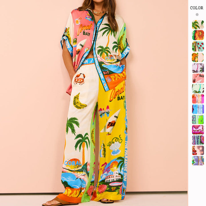 Chic & Stil colorful patchwork style two-piece outfit for ladies