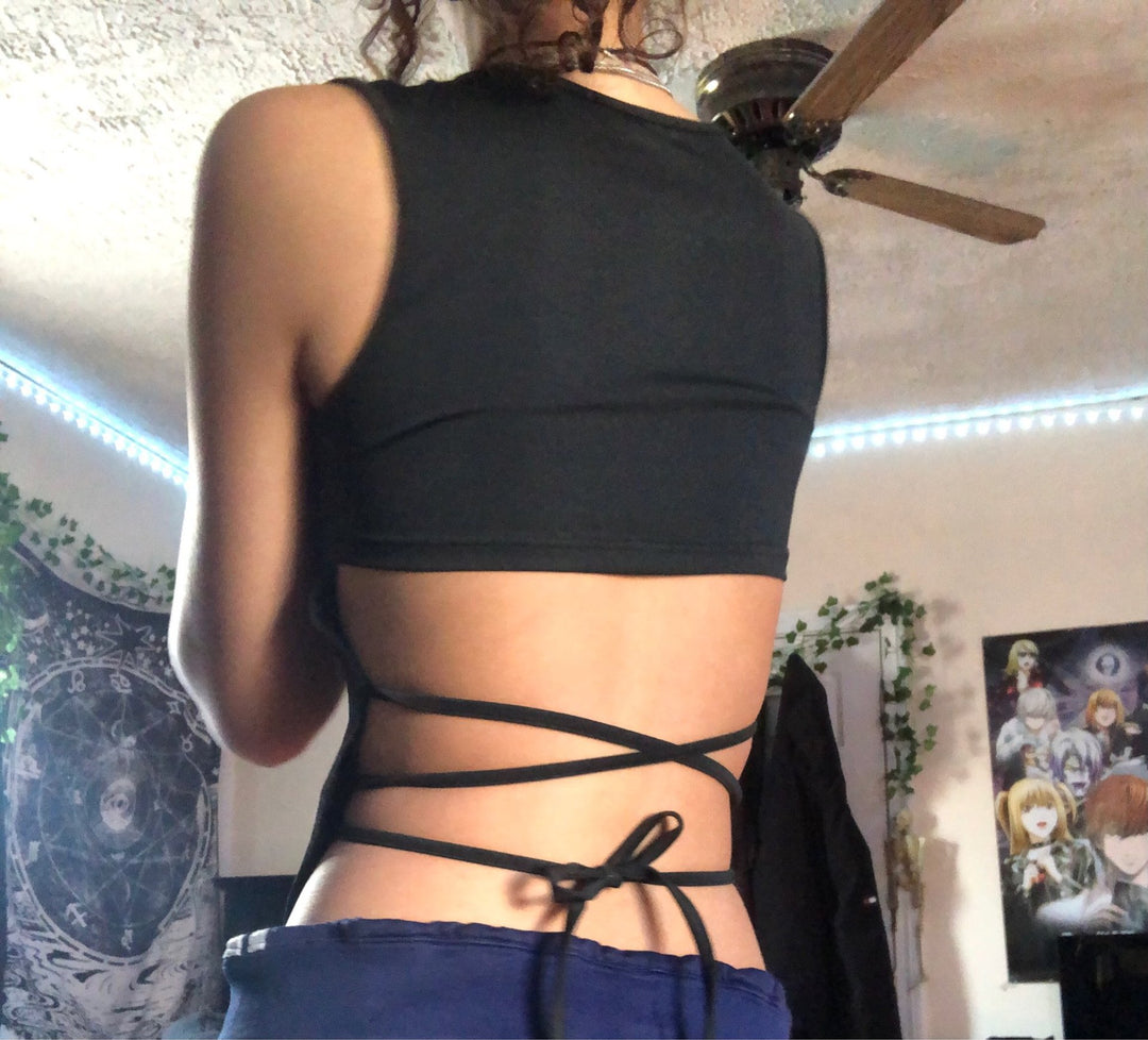 Ladies Crop Top Tie-Back Lune London