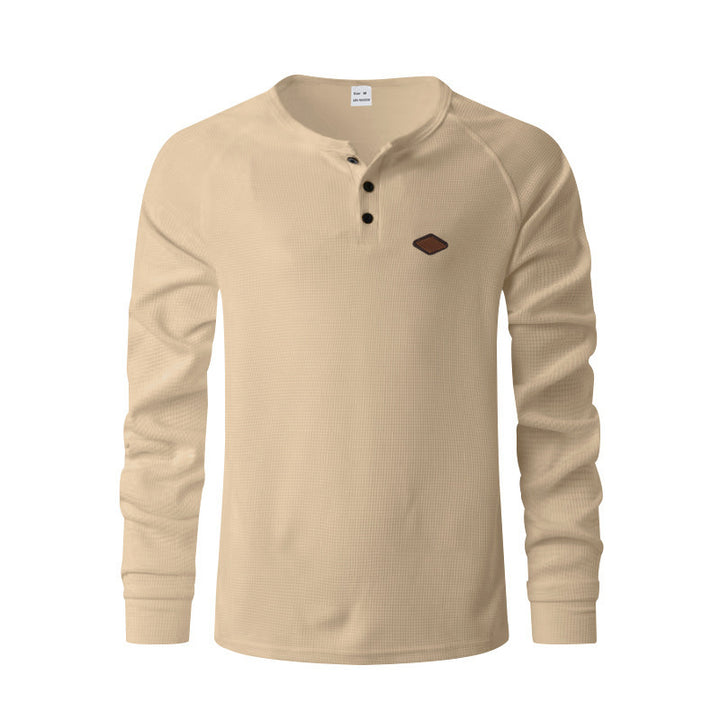 Men's long sleeve t-shirt with button placket and cotton blend Lune London